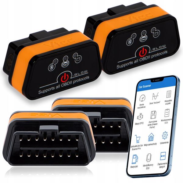 2x INTERFEJS DIAGNOSTYCZNY OBD2 BLUETOOTH ANDROID iOS WINDOWS TESTER POLSKI zdjęcie 1