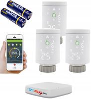 TUYA ZigBee ZESTAW 3 x GŁOWICA TERMOSTAT + CENTRALA WIFI BATERIE