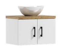 Szafka łazienkowa wisząca MARKUS 80 biały/dąb  z umywalką Eliza B (W3)