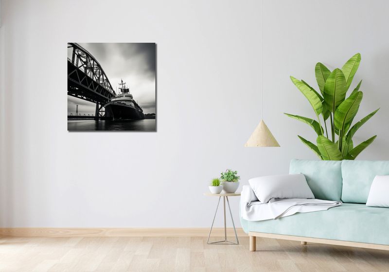 Obraz 70x70cm Statek przy Moście zdjęcie 2