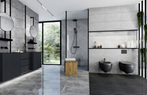 PŁYTKI CERAMICZNE ŚCIENNE ŁAZIENKOWE KUCHENNE SZARY GRES POLER POŁYSK 30x60 na Arena.pl