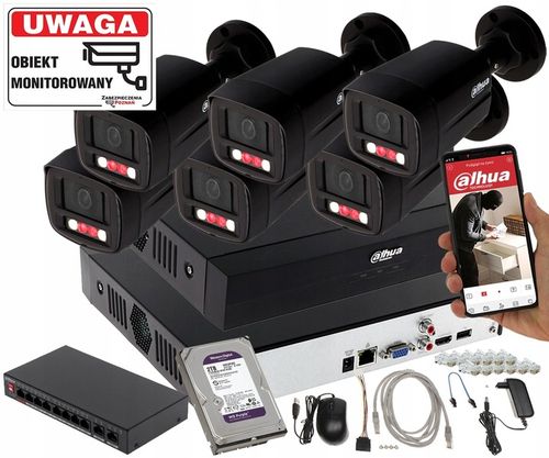 Nowoczesny Zestaw Monitoringu IP Dahua z 6 Kamerami 4Mpx na Arena.pl
