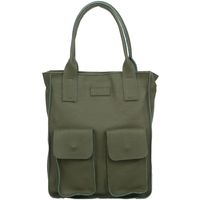 VERA PELLE torebka skórzana shopper na ramię z kieszeniami V516 oliwkowa