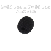 Gąbka owiewka mikrofonu 13x10 mm, śr. wew 3 mm - czarna