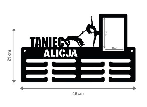 Wieszak na medale z ramką na zdjęcie TANIEC twoje imię dowolny tekst 356.3 na Arena.pl