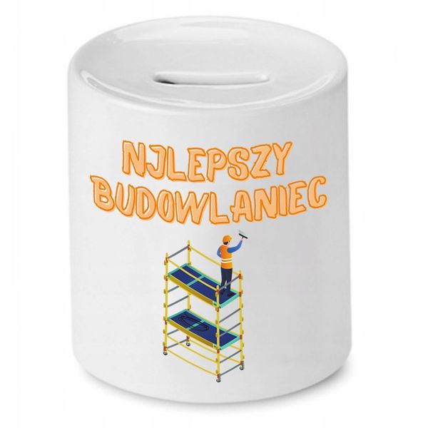 Skarbonka Dla Budowlańca Najlepszy Budowlaniec Z Nadrukiem Ze Zdjęciem zdjęcie 1