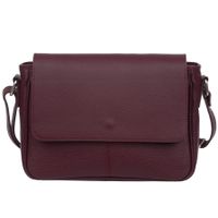 VERA PELLE torebka skórzana listonoszka z klapą i paskiem V556 c.bordowa