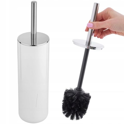 Szczotka do WC toalety biała łazienkowa toaletowa zamknięta chrom stojąca na Arena.pl
