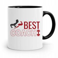 Dla Trenera Trenerki Kubek Czarny Best Coach Z Nadrukiem Ze Zdjęciem