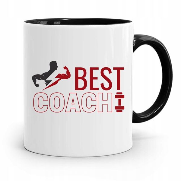 Dla Trenera Trenerki Kubek Czarny Best Coach Z Nadrukiem Ze Zdjęciem zdjęcie 1
