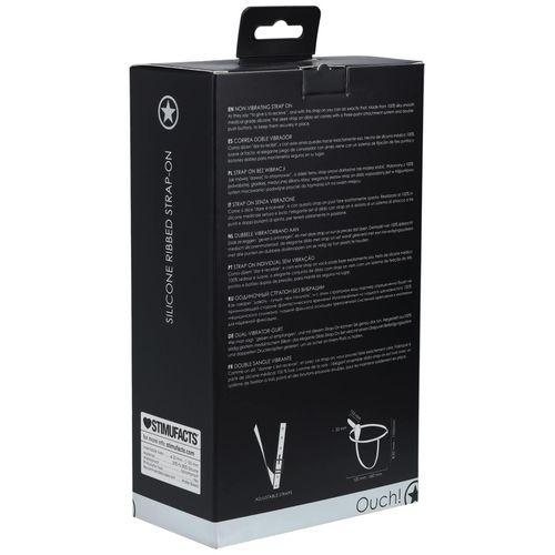 Ouch! - Silicone Ribbed Strap-On - Adjustable - Black na Arena.pl