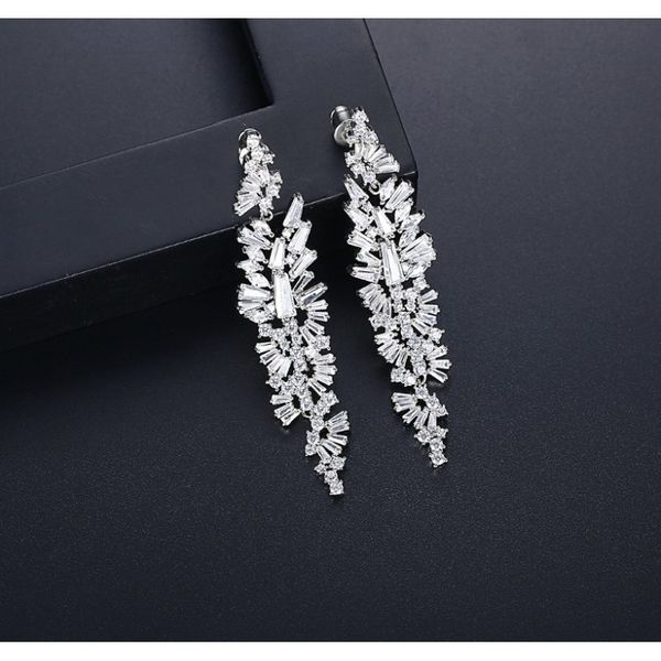 Kolczyki ślubne wiszące z kryształkami stal szlachetna KSL89 zdjęcie 2