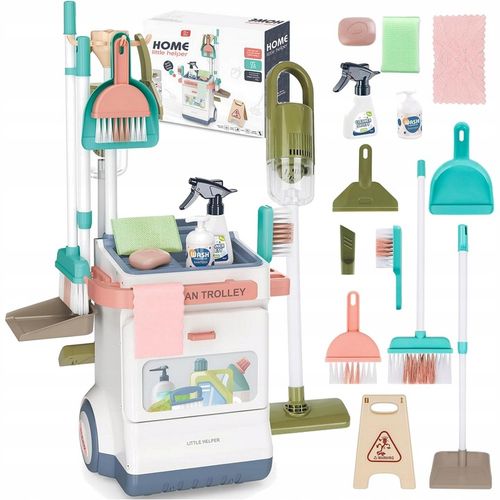 Zestaw do sprzątania dla dzieci odkurzacz wózek mop wiaderko akcesoria 20w1 na Arena.pl