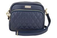 Torebka skórzana na ramię pikowana - Granatowa