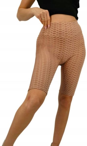 SPODENKI PUSH UP karbowane Kolarki legginsy MIEGO rozmiar L/XL BEŻOWE zdjęcie 3