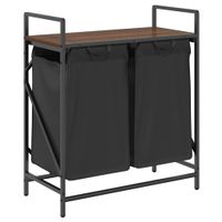 Kosz na pranie 2 przegrody z półką, brązowy dąb