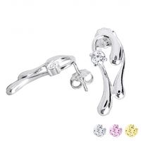 SREBRNE KOLCZYKI LEJĄCE SIĘ Z CYRKONIĄ NA SZTYFT SREBRO PRÓBY 925