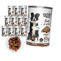 MOKRA KARMA DLA PSA TufTuf Puszka kawałki mięsne z dziczyzną ZESTAW 12x415g