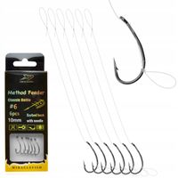 6x Haczyki Method Feeder na żyłce z włosem r 6