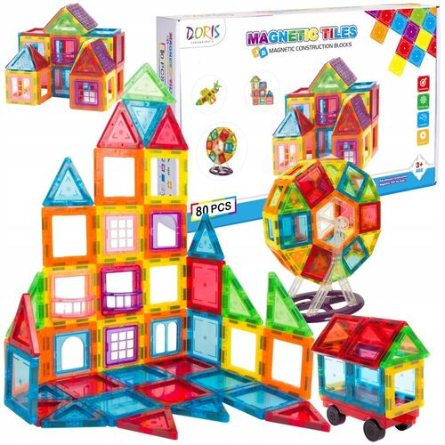 Klocki magnetyczne zestaw panele konstrukcyjne okienka duże 3D 80 el na Arena.pl