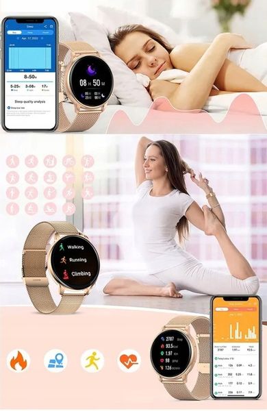 SMARTWATCH ZEGAREK DAMSKI POLSKIE MENU ROZMOWY WIADOMOŚCI 4 PASKI zdjęcie 15