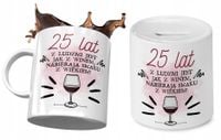 25 Urodziny Zestaw Kubek + Skarbonka Na Prezent Z Nadrukiem Ze Zdjęciem