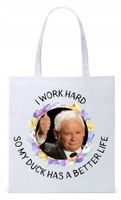 Śmieszny Pis Kaczyński Torba Eco Biała Shopper Z Nadrukiem Ze Zdjęciem