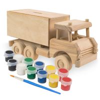 Drewniana zabawka skarbonka John Paddle - Duża Ciężarówka z zestawem farbek Uniwersalny