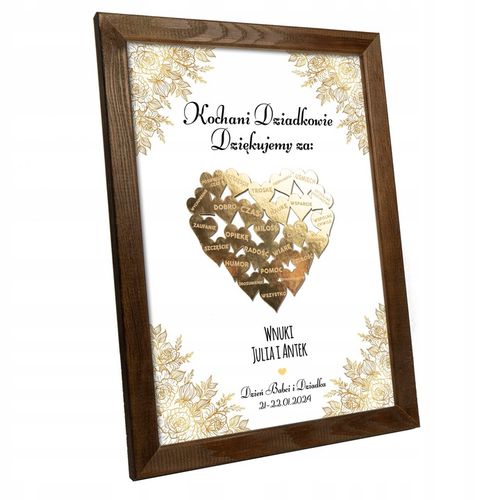 PODZIĘKOWANIE PREZENT DLA DZIADKÓW NA DZIEŃ BABCI I DZIADKA RAMKA SERCE 3D na Arena.pl