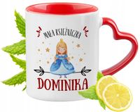 Kubek Czerwony Z Uszkiem W Kształcie Serca Dla Dominiki Na Prezent