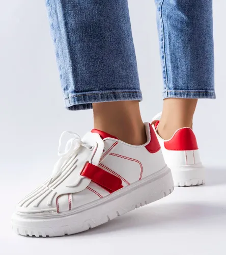 Biało-czerwone sneakersy na platformie Binet 37 na Arena.pl