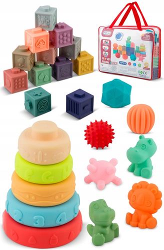 ZABAWKA DO KĄPIELI 24 ELEMENTY MONTESSORI KLOCKI SORTER DLA DZIECI RICOKIDS na Arena.pl