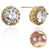 kolczyki ze stali szlachetnej pozłacane 14k złotem, z cyrkoniami kst2859