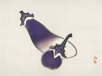 Plakat 40x30cm Eggplants, Kōno Bairei Japoński Vintage do Salonu