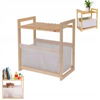 MINI REGAŁ DREWNIANY stojący z koszem materiałowym półka na gazety 36x22x39