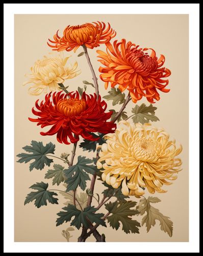 Plakat 50x65cm Tańczące Chryzantemy na Arena.pl