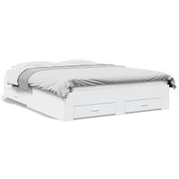 Rama łóżka z szufladami, biała, 140x200 cm