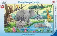 Puzzle ramkowe 15 elementów. Afrykańskie zwierzęta