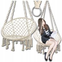 FOTEL WISZĄCY HUŚTAWKA OGRODOWA BOCIANIE GNIAZDO BOHO DO DOMU OGRODU 120CM