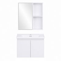 SZAFKA ŁAZIENKOWA MODERNHOME Z UMYWALKĄ PVC I LUSTREM 63X33 CM