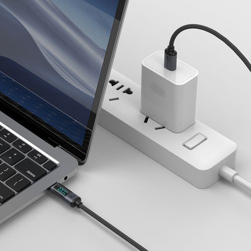 Kabel przewód USB-C z wyświetlaczem LED 100W 1.2m czarny na Arena.pl