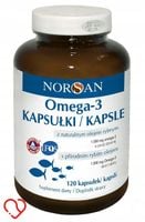 Norsan TOTAL Kwasy Omega-3 Tłuszczowe Olej Rybi Omega 120 kapsułek