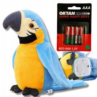 PAPUGA GADAJĄCA POWTARZA TAŃCZY MÓWI MÓWIĄCA MASKOTKA + BATERIE 4SZT.
