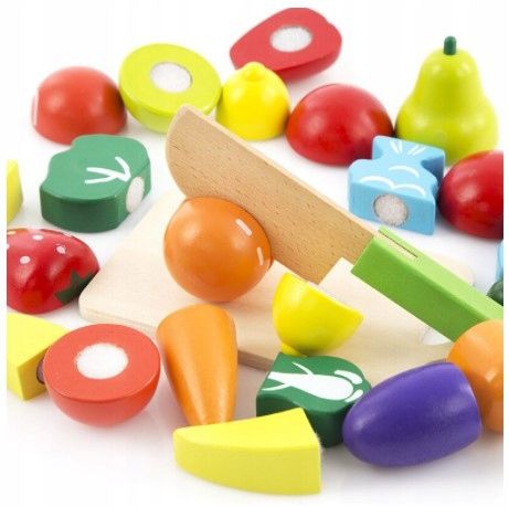 DREWNIANE OWOCE I WARZYWA DO KROJENIA NA RZEPY NÓŻ DESKA RZEP ZESTAW XL na Arena.pl