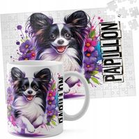 ZESTAW KUBEK + PUZZLE 110EL - PIES PSY PIESEK RASA PAPILLON