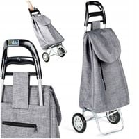 Wózek ZAKUPOWY torba zakupowa szara na kółkach z uchwytem na zakupy