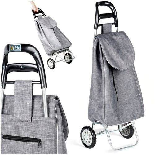 Wózek ZAKUPOWY torba zakupowa szara na kółkach z uchwytem na zakupy na Arena.pl