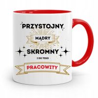 Dla Pracownika Kubek Czerwony Przystojny Mądry Z Nadrukiem Ze Zdjęciem