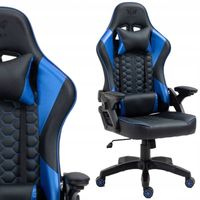 FOTEL GRACZA GAMINGOWY OBROTOWY KRZESŁO BIUROWE DO BIURKA NIEBIESKI
