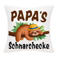 Poszewka na poduszkę lniana prezent dla taty leniwiec beżowa 45x45 cm